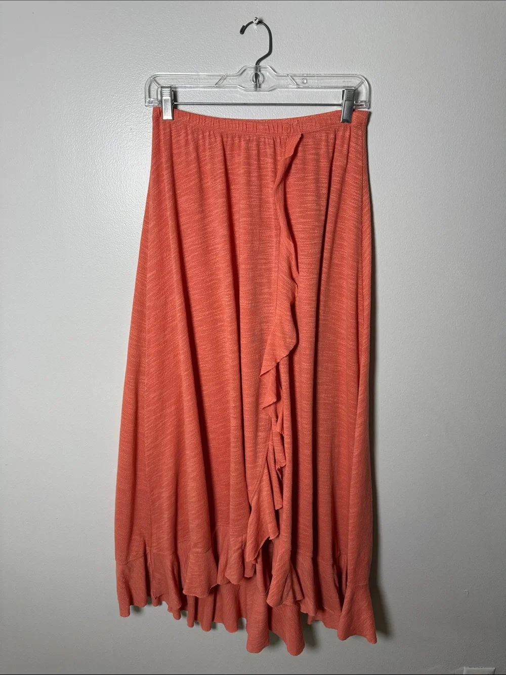 Free People Beach Women's Coral Ruffle Maxi Skirt Size Small